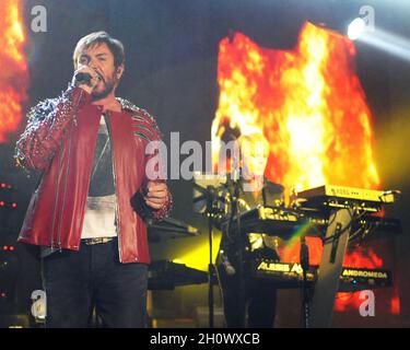 14 OTTOBRE: Simon LeBon e Nick Rhodes di Duran Duran suonano al Chastain Park Amphitheater di Atlanta, Georgia, il 14 ottobre 2011. CREDIT: Chris McKay / MediaPunch Foto Stock