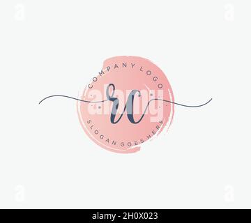 Logo RC femminile. Utilizzabile per la natura, salone, centro benessere, cosmetici e loghi di bellezza. Elemento modello di disegno con logo a vettore piatto. Illustrazione Vettoriale