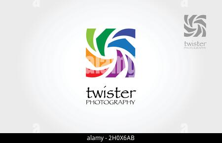 Twister Fotografia modello di logo vettoriale, Creative astratto modello elica fan business icona di identità aziendale simbolo concetto. Illustrazione Vettoriale