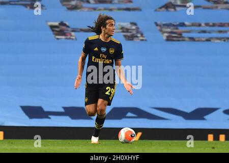 Matteo Guendouzi dell’Arsenal durante la partita della Premier League all’Etihad Stadium di Manchester. Foto Stock