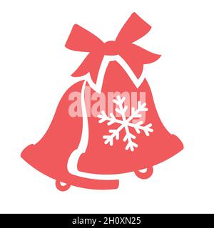 Campane di Natale e fiocco di neve rosso vettore icona Illustrazione Vettoriale