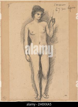 Carmen, ultimo semestre 1800s. Pierre Puvis de Chavannes (Francese, 1824-1898). Gessetto nero; foglio: 31,4 x 24,1 cm (12 3/8 x 9 1/2 in.); supporto secondario: 33,4 x 24,9 cm (13 1/8 x 9 13/16 in.). Foto Stock