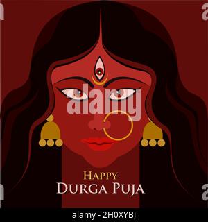 Dea Durga. Concetto per Durga Puja festival dell'India Illustrazione Vettoriale