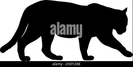 Silhouette bellissima jaguar su uno sfondo bianco. Illustrazione Vettoriale