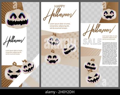 Design moderno di Halloween per modelli di presentazioni con spazio per lo sfondo fotografico. Rapporto annuale, opuscolo, libro, poster, volantino, brochure, copertina desi Illustrazione Vettoriale