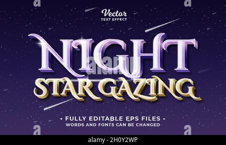 fantasy notte effetto testo modificabile eps cc Illustrazione Vettoriale