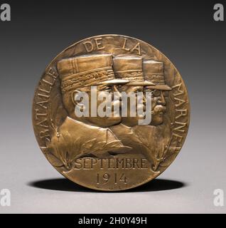 Medaglia (inversa), 1914. Jules Prosper Legastelois (francese, 1855-1931). Bronzo; diametro: 7 cm (3/4 poll.). Foto Stock