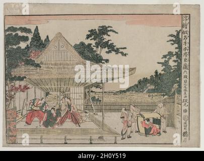 Chushingura: Atto VI (dalla prospettiva della serie di immagini per il Tesoro di fedeltà), c. 1790s. Kitao Masayoshi (giapponese, 1761-1824). Colore stampa woodblock; immagine: 30,5 x 43 cm (12 x 16 15/16 in.); con margini: 33,7 x 46,1 cm (13 1/4 x 18 1/8 in.). Foto Stock