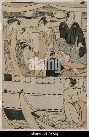 Partito in barca sul Fiume Sumida, 1789. Torii Kiyonaga (giapponese, 1752-1815). Colore stampa woodblock; foglio: 35,6 x 23,8 cm (14 x 9 3/8 in.). Foto Stock