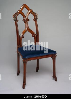 Sedia laterale: Gothic Revival Stile, c. 1858. Alexander Jackson Davis (American, 1803-1892), William Burns (American, 1805?-1867). Legno; complessivo: 99 x 50,2 x 49,9 cm (39 x 19 3/4 x 19 5/8 in.). Foto Stock