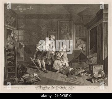 Matrimonio à la Mode: La morte del Conte, 1745. William Hogarth (britannico, 1697-1764). Incisione; Foto Stock