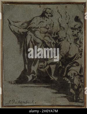 Una scena della mitologia classica, 1600s. Anthonis Sallaert (fiammingo, c. 1590-1658). Monotype; foglio: 12,4 x 9,7 cm (4 7/8 x 3 13/16 in.). Foto Stock