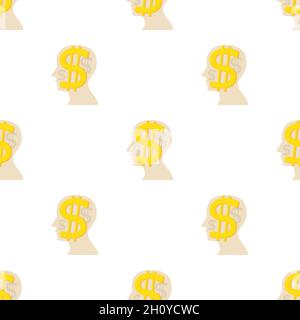 Testa con modello dollaro texture di sfondo senza cuciture ripetizione carta da parati vettore geometrico Illustrazione Vettoriale