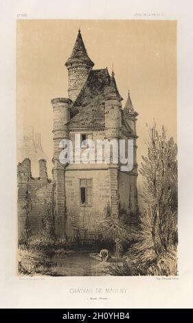 Architettura e pittoresco monumenti ou des xveme. Et xvieme. Siecles: Chateaux de France des XV et XVI siecles: Pl.11, Chateau De Maulny (Haute-Marne), 1860. Victor Petit (Francese, 1817-1874), Charles Boivin (editore e editor); Lith de Godard a Parigi (stampante). Litografia con tonalità di pietra, dal portafoglio di 100 litografie con tonalità pietra; foglio: 36 x 27.3 cm (14 3/16 x 10 3/4 in.); immagine: 23 x 14,4 cm (9 1/16 x 5 11/16 in.). Foto Stock