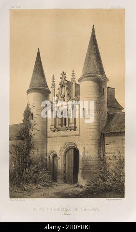 Architettura e pittoresco monumenti ou des XVeme. Et XVIeme. Siecles: Chateaux de France des XV et XVI siecles: Pl. 96, Porte du Prieuré de Torteval (Calvados), 1860. Victor Petit (Francese, 1817-1874), Charles Boivin (editore e editor); Lith de Godard a Parigi (stampante). Litografia con tonalità di pietra, dal portafoglio di 100 litografie con tonalità pietra; foglio: 36.1 x 27.3 cm (14 3/16 x 10 3/4 in.); immagine: 23 x 14,1 cm (9 1/16 x 5 9/16 in.). Foto Stock
