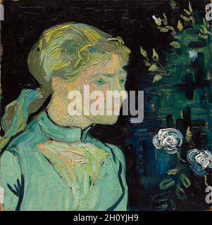 Adeline Ravoux, 1890. Vincent van Gogh (olandese, 1853-1890). Olio su tessuto; telaio: 72.5 x 73.5 x 8.5 cm (28 9/16 x 28 15/16 x 3 3/8 pollici); senza telaio: 50.2 x 50.5 cm (19 3/4 x 19 7/8 pollici). Nel maggio 1890, Van Gogh lasciò il sud e si stabilì ad Auvers-sur-Oise, una piccola città a nord di Parigi, dove affittò una camera alla locanda di Arthur Ravoux. Questo ritratto, completato negli ultimi mesi della vita dell’artista, raffigura la figlia di Ravoux, Adeline, di 13 anni. Van Gogh scrisse che, piuttosto che somiglianza fotografica, voleva che i suoi ritratti trasmettessero attraverso gli “aspetti appassionati” della vita contemporanea Foto Stock
