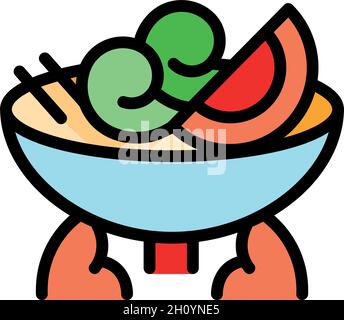 Icona cibo extra giapponese. Contorno Extra japan food Vector icona colore piatto isolato Illustrazione Vettoriale