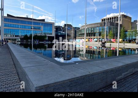 Centenary Square Birmingham, Birmingham Repertory Theater e Symphony Hall Foto Stock