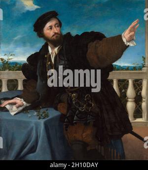 Ritratto di un uomo, forse Girolamo Rosati, 1533–34. Lorenzo Lotto (italiano, 1480-1556). Olio su tela; incorniciato: 135.9 x 128 x 8.6 cm (53 1/2 x 50 3/8 x 3 3/8 pollici); senza cornice: 108.2 x 100.5 cm (42 5/8 x 39 9/16 pollici). Foto Stock