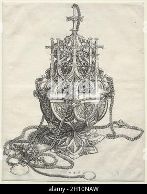 Un Censore, c.. 1480-1490. Martin Schongauer (tedesco, c.1450-1491). Incisione; foglio: 26.3 x 21 cm (10 3/8 x 8 1/4 poll.). Foto Stock