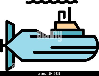 Icona del sottomarino Periscope. Contorno periscope sottomarino vettore icona colore piatto isolato Illustrazione Vettoriale