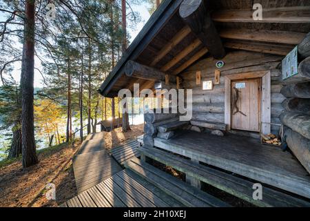 Sauna alle isole Ruuhonsaaret, Taipalsaari, Finlandia Foto Stock