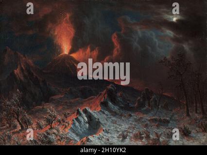 Il Monte Vesuvio a mezzanotte, 1868. Albert Bierstadt (American, 1830-1902). Olio su tela; incorniciato: 62 x 77 x 9 cm (24 7/16 x 30 5/16 x 3 9/16 in.); senza cornice: 42,6 x 60,7 cm (16 3/4 x 23 7/8 in.). Foto Stock