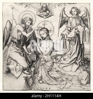 Il Battesimo di Cristo nel Giordano, c.. 1480-90. Martin Schongauer (tedesco, c.1450-1491). Incisione; Foto Stock