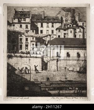 Etchings di Parigi: Il Mortuary, 1854. Charles Meryon (francese, 1821-1868). Incisione e punto secco; foglio: 33.7 x 29.2 cm (13 1/4 x 11 1/2 poll.); platemark: 23.1 x 20.7 cm (9 1/8 x 8 1/8 poll.). Foto Stock