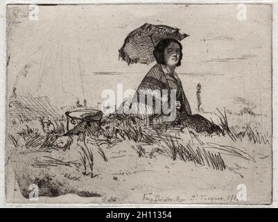 Dodici Etchings dalla natura: En Plein Soleil, 1858. James McNeill Whistler (americano, 1834-1903). Incisione su collé di conchine; Foto Stock