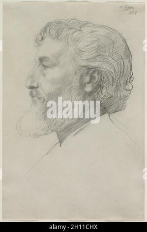 Sir Frederick Leighton, 1878. Alphonse Legros (Francese, 1837-1911). Grafite; foglio: 38,3 x 25,2 cm (15 1/16 x 9 15/16 in.). Foto Stock