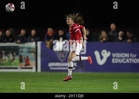 DURHAM CITY, REGNO UNITO. 14 OTTOBRE Hannah Blundell di Manchester United durante la partita di fa Women's Continental League Cup tra Durham Women e Manchester United al Maiden Castle, Durham City giovedì 14 Ottobre 2021. (Credit: Mark Fletcher | MI News) Credit: MI News & Sport /Alamy Live News Foto Stock