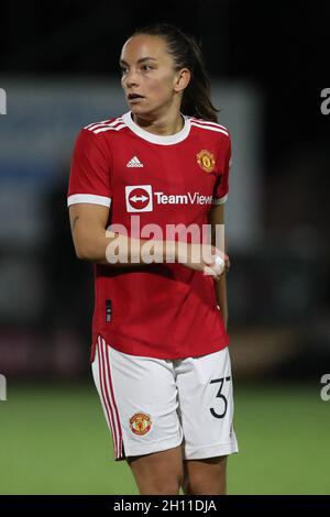 DURHAM CITY, REGNO UNITO. 14 OTTOBRE Lucy Staniforth di Manchester United durante la partita della fa Women's Continental League Cup tra Durham Women e Manchester United al Maiden Castle, Durham City giovedì 14 ottobre 2021. (Credit: Mark Fletcher | MI News) Credit: MI News & Sport /Alamy Live News Foto Stock