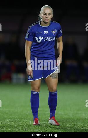 DURHAM CITY, REGNO UNITO. 14 OTTOBRE Ali Johnson of Durham Women durante la partita di fa Women's Continental League Cup tra Durham Women e Manchester United al Maiden Castle, Durham City giovedì 14 ottobre 2021. (Credit: Mark Fletcher | MI News) Credit: MI News & Sport /Alamy Live News Foto Stock