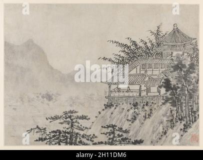 Dodici vedute della Collina della Tigre, Suzhou: mille acri di nuvole, dopo il 1490. Shen Zhou (Cinese, 1427-1509). Album Leaf, inchiostro su carta o inchiostro e leggero di colore su carta; immagine: 30,8 x 42,2 cm (12 1/8 x 16 5/8 in.), in totale: 36,5 x 49,9 cm (14 3/8 x 19 5/8 in.). Foto Stock