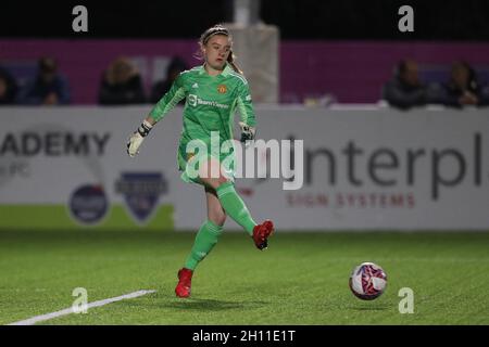 DURHAM CITY, REGNO UNITO. 14 OTTOBRE Sophie Baggaley di Manchester United durante la partita di fa Women's Continental League Cup tra Durham Women e Manchester United al Maiden Castle, Durham City giovedì 14 Ottobre 2021. (Credit: Mark Fletcher | MI News) Credit: MI News & Sport /Alamy Live News Foto Stock