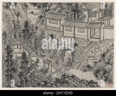 Dodici vedute della Collina della Tigre, Suzhou: il ritiro di pino, dopo il 1490. Shen Zhou (Cinese, 1427-1509). Album Leaf, inchiostro su carta o inchiostro e leggero di colore su carta; immagine: 31,3 x 40,9 cm (12 5/16 x 16 1/8 in.), in totale: 36,5 x 49,9 cm (14 3/8 x 19 5/8 in.). Foto Stock