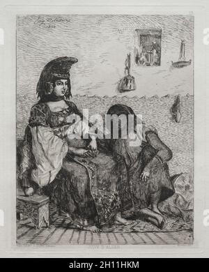 Donna ebraica di Algeri, 1833. Eugène Delacroix (francese, 1798-1863). Incisione; Foto Stock