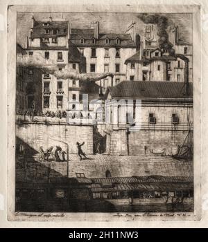 Etchings di Parigi: Il Mortuary, 1854. Charles Meryon (francese, 1821-1868). Incisione; Foto Stock