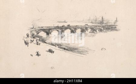 Sera, Little Waterloo Bridge, 1896. James McNeill Whistler (americano, 1834-1903). Litografia; Foto Stock