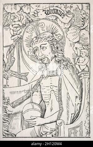 Christus im Halbfigur, c.. 1480. Germania, XV secolo. Taglio del legno; Foto Stock