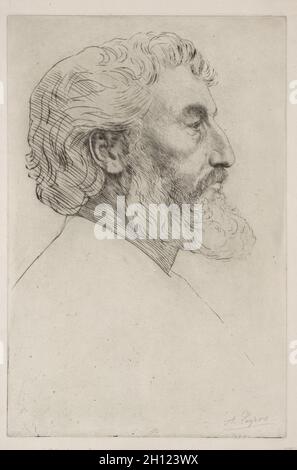 Ritratto di Sir Frederick Leighton (primo piatto). Alphonse Legros (francese, 1837-1911). DRYPOINT; Foto Stock