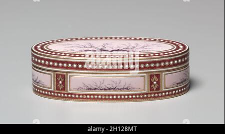 Il tabacco da fiuto Box (Tabatière), 1777-1778. Charles Le Bastier (Francese). Oro e smalto; complessivo: 2 x 3,4 cm (13/16 x 1 5/16 in.). Foto Stock