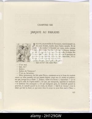 Frédéric Mistral: Mémoires et Recits di Frédéric Mistral: L'uomo che suona il tamburo (pagina 157), 1937. Auguste Brouet (francese, 1872-1941). Incisioni; totale: 28.5 x 22.2 x 4.4 cm (11 1/4 x 8 3/4 x 1 3/4 poll.). Foto Stock