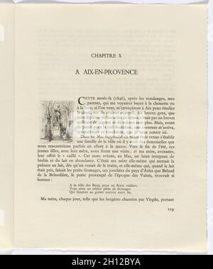 Frédéric Mistral: Mémoires et Recits di Frédéric Mistral: Monumento (pagina 119), 1937. Auguste Brouet (francese, 1872-1941). Incisioni; totale: 28.5 x 22.2 x 4.4 cm (11 1/4 x 8 3/4 x 1 3/4 poll.). Foto Stock