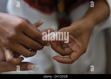 Bride henné scolpito bello e unico a mano della sposa Foto Stock