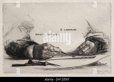 Incisione delle mani, 1865. Francis Seymour Haden (British, 1818-1910). Incisione; Foto Stock
