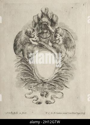 Collezione di vari Caprici e nuovi disegni di ritocchi e ornamenti: No. 5, 1646. Stefano della Bella (italiano, 1610-1664). Incisione; Foto Stock
