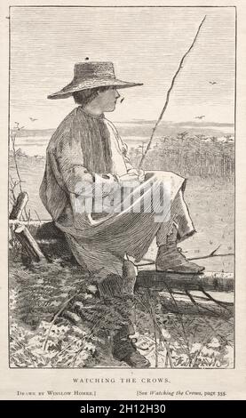 Guardando i Crows, 1868. Winslow Homer (americano, 1836-1910). Incisione in legno; Foto Stock