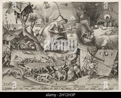I sette peccati mortali: L'ira. Pieter Bruegel (Fiammingo, 1527/8-1569). Incisione; Foto Stock